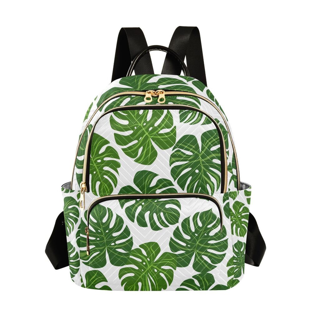 4700 Tropical Palm Monstera Leaf Mini Backpack Purse Travel Bag Lightweight